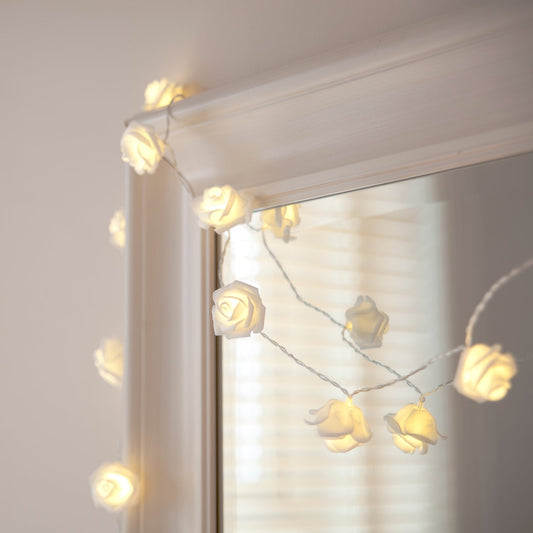 30 LED Warm White Rose Fairy Lights on 9.5 ft String
