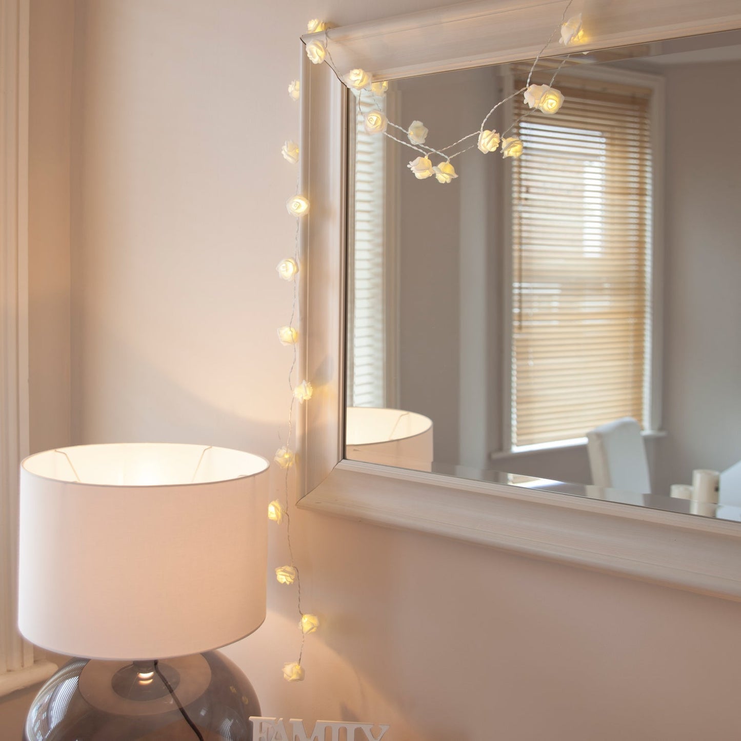 30 LED Warm White Rose Fairy Lights on 9.5 ft String