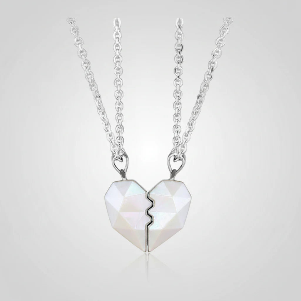 Magnetic Heart Electrocardiogram Couple Necklace