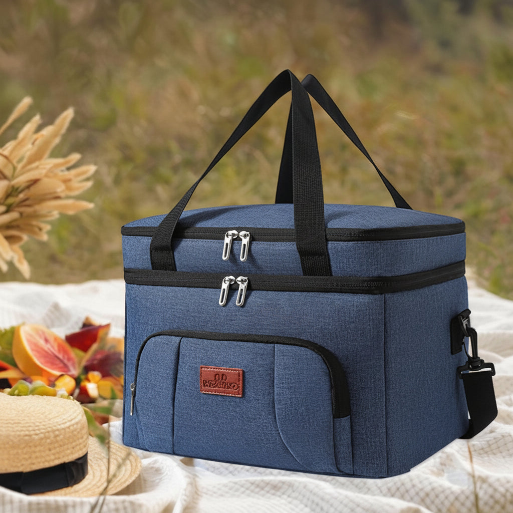 Large Capacity Double Layer Cooler Tote Lunch Bag