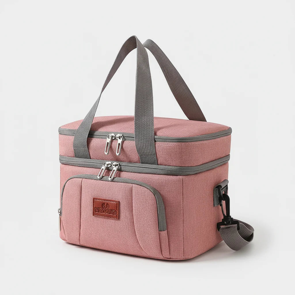 Large Capacity Double Layer Cooler Tote Lunch Bag