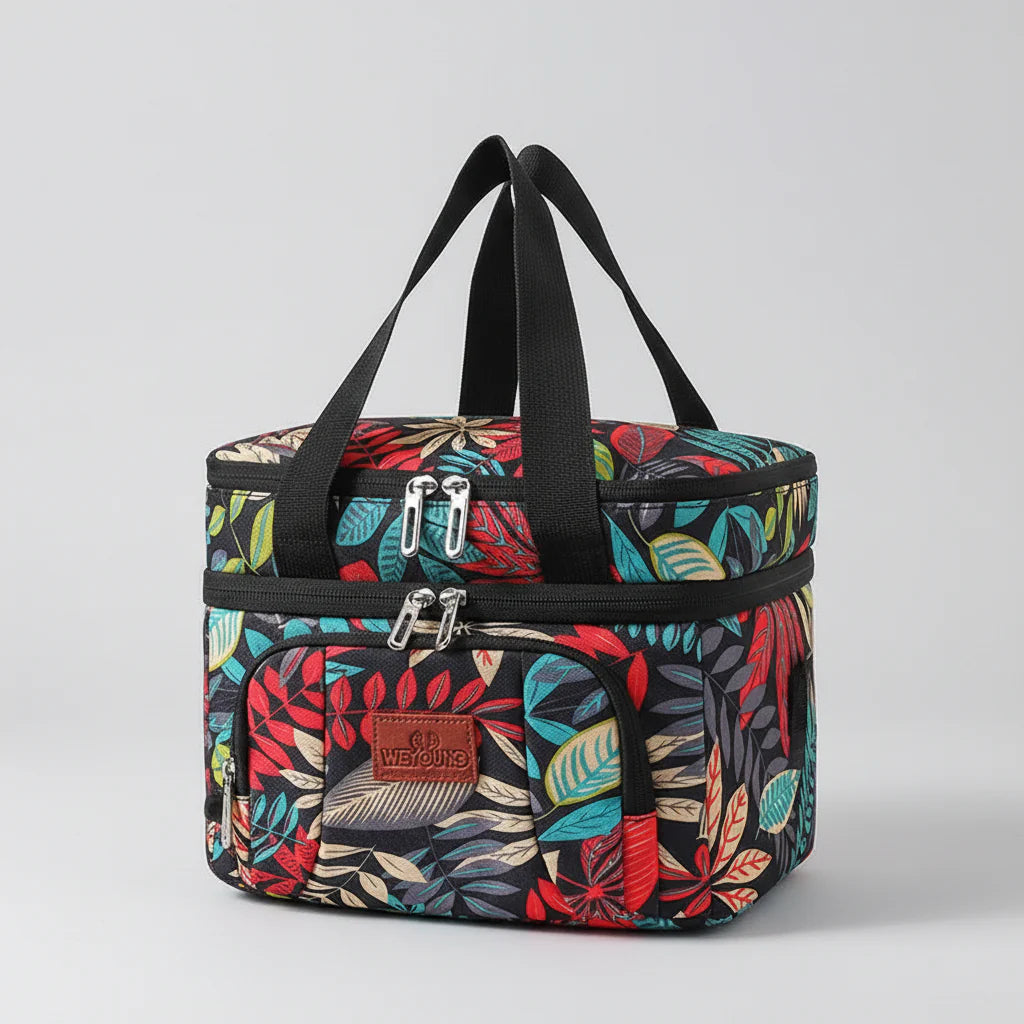 Large Capacity Double Layer Cooler Tote Lunch Bag