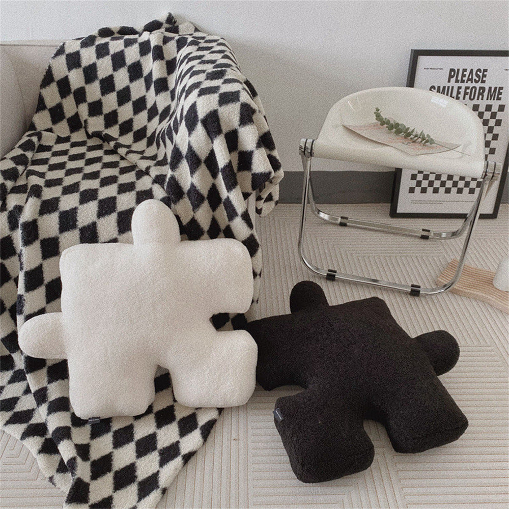 Puzzle Pattern Black and White Pillow Covers Set