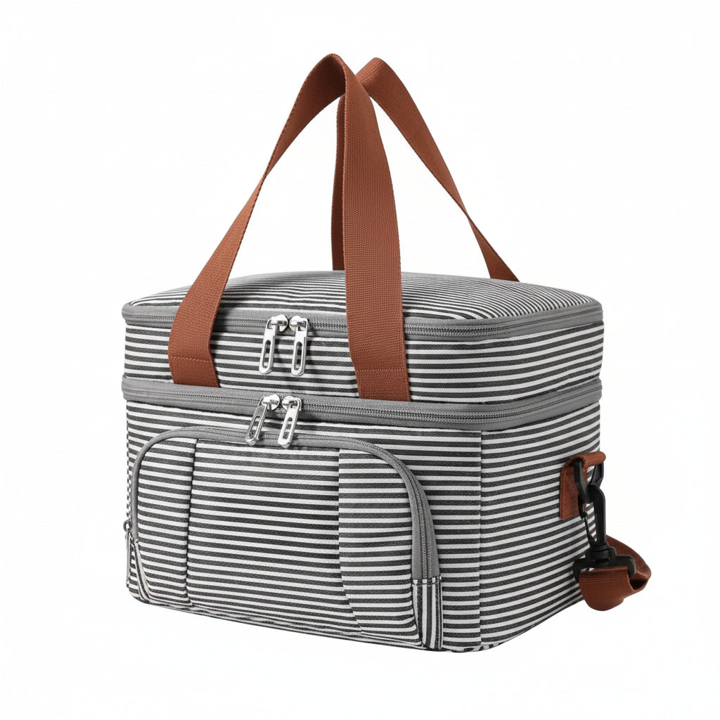 Large Capacity Double Layer Cooler Tote Lunch Bag