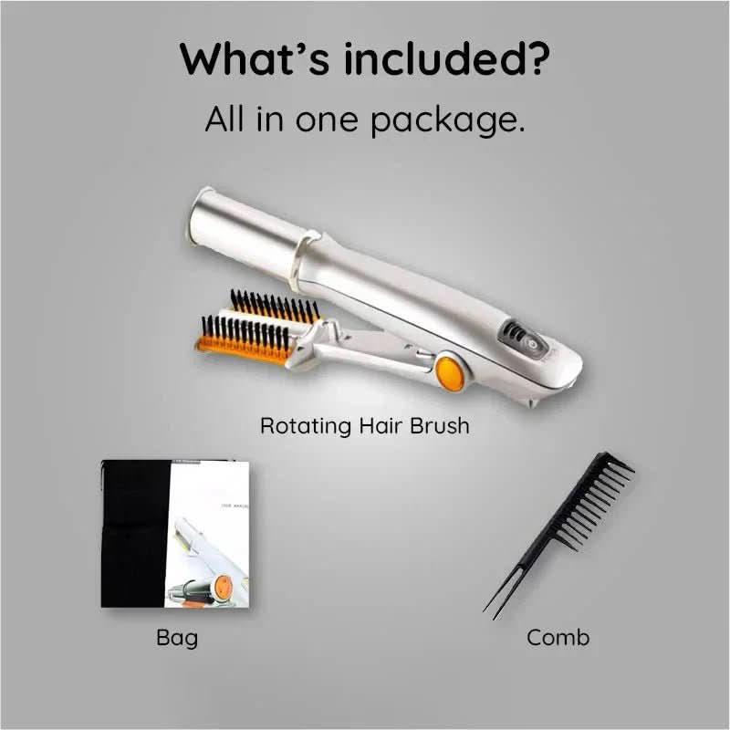 2-in-1 Rotating Hair Brush Styler with Ceramic Coating and 3 Heat Settings