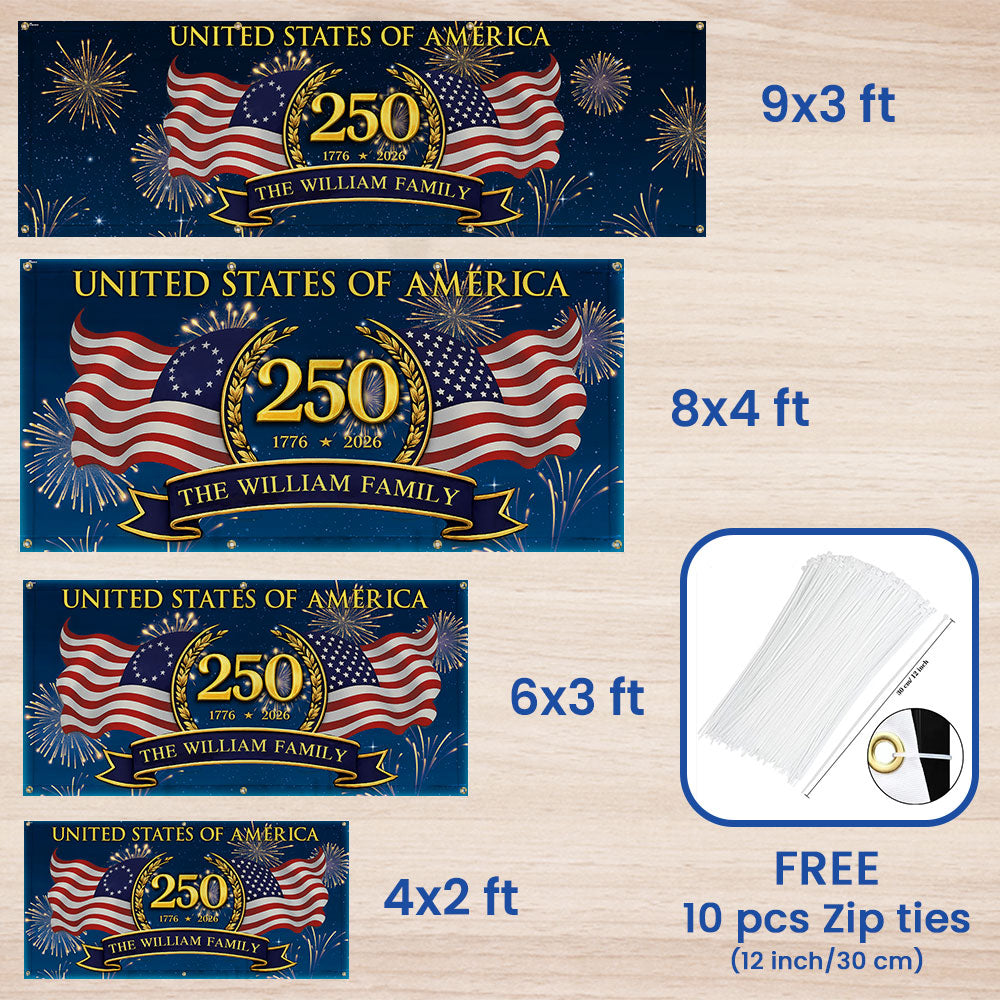 Personalized 250th Anniversary Patriotic Fence Banner