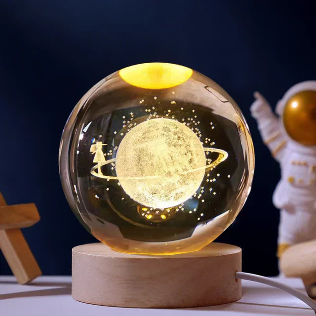 Celestial Glass Globe Lamp with Eco-Friendly LED Base