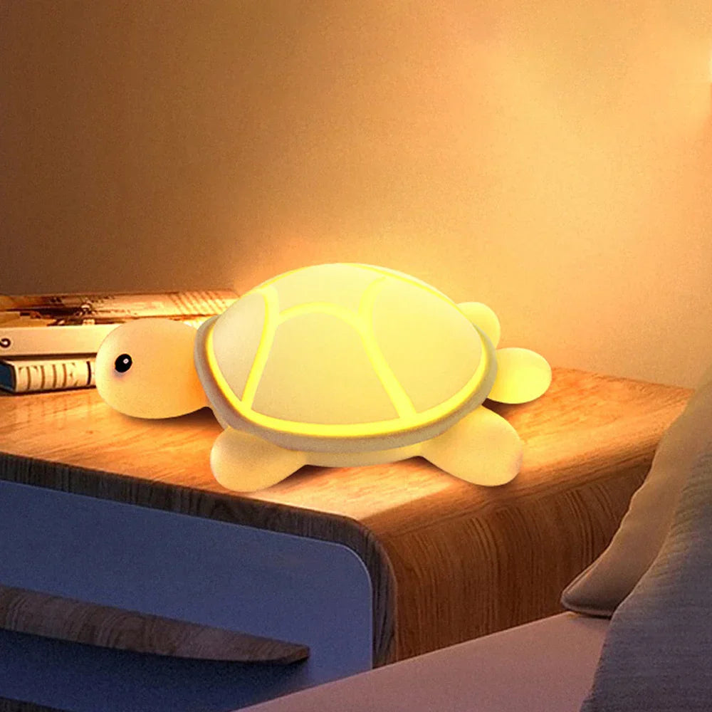Cute Turtle LED Night Light - Soft Silicone, Color Changing, USB-C Rechargeable