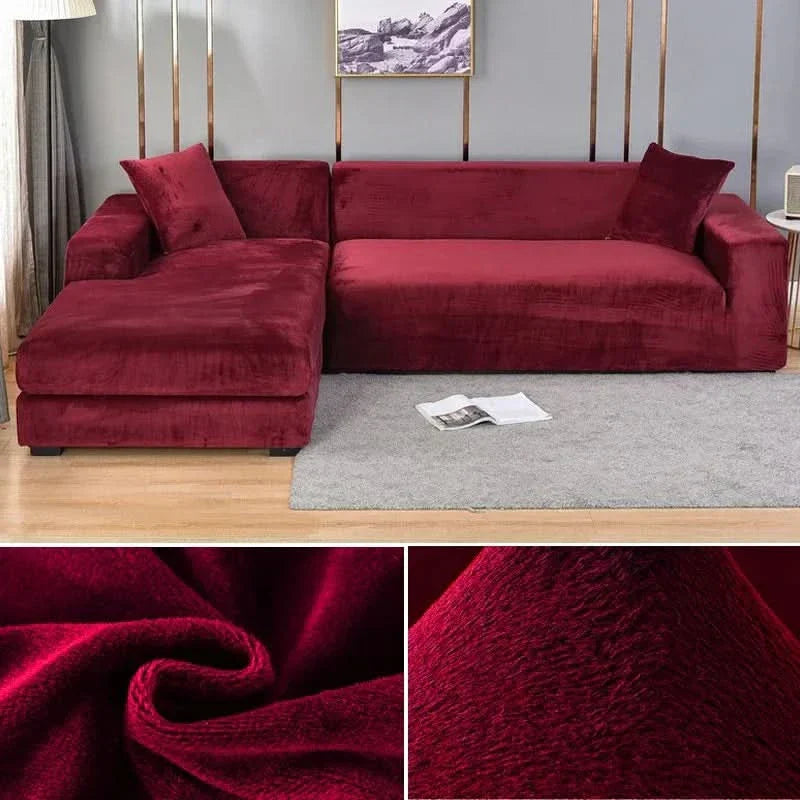 Stretch Velvet Sofa Cover for L-Shaped and Traditional Couches