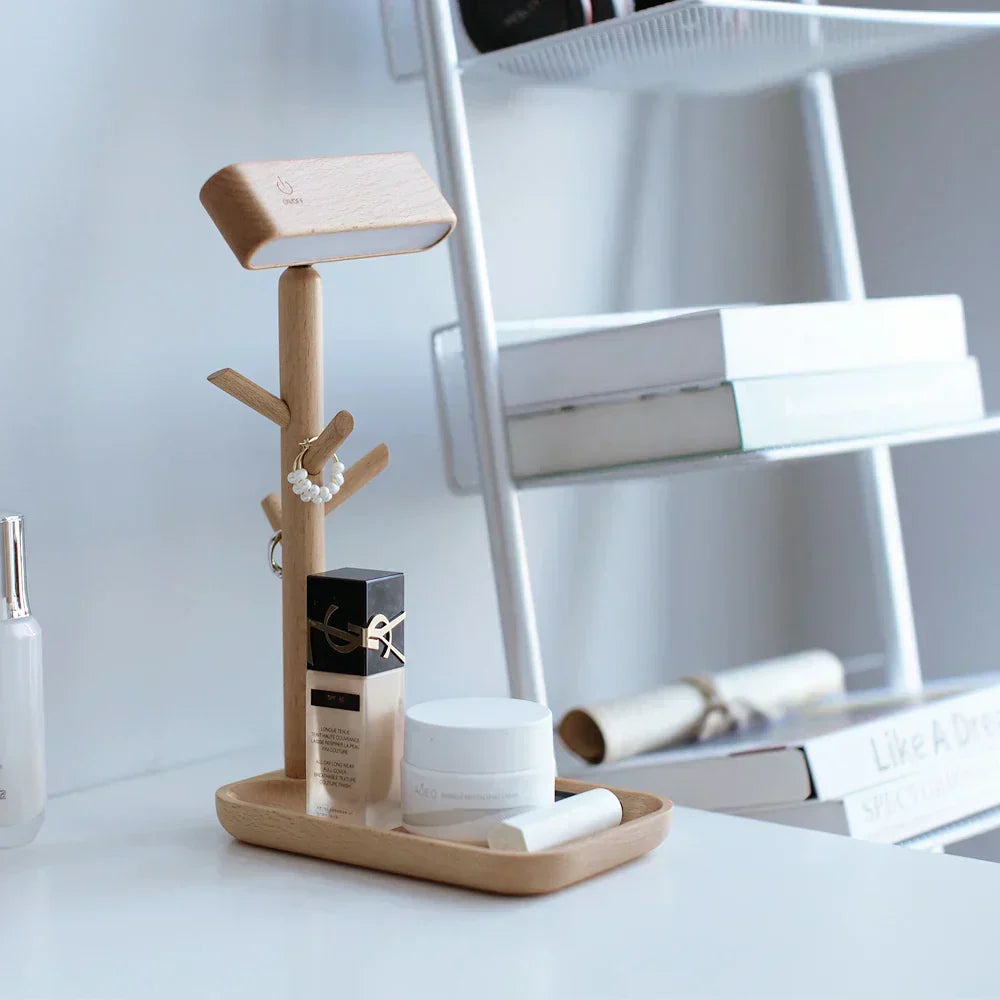 Dimmable Bamboo Table Lamp with Storage