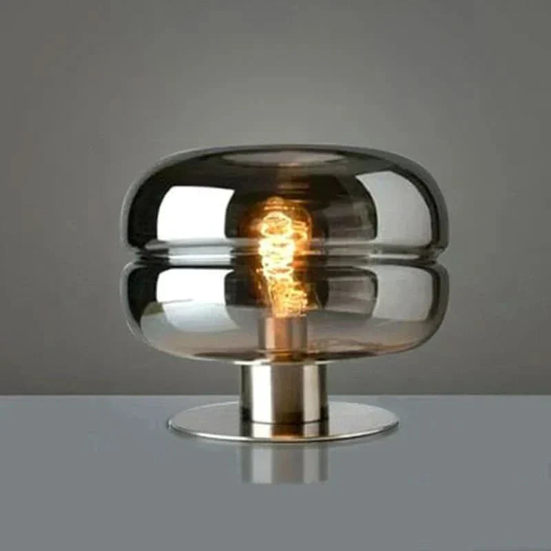 Scandinavian Glass Table Lamp in Clear, Smoke Grey, or Cognac
