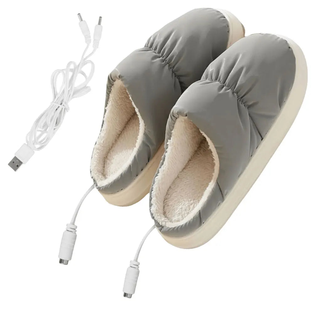 Heated Plush Slippers with Adjustable Temperature Settings