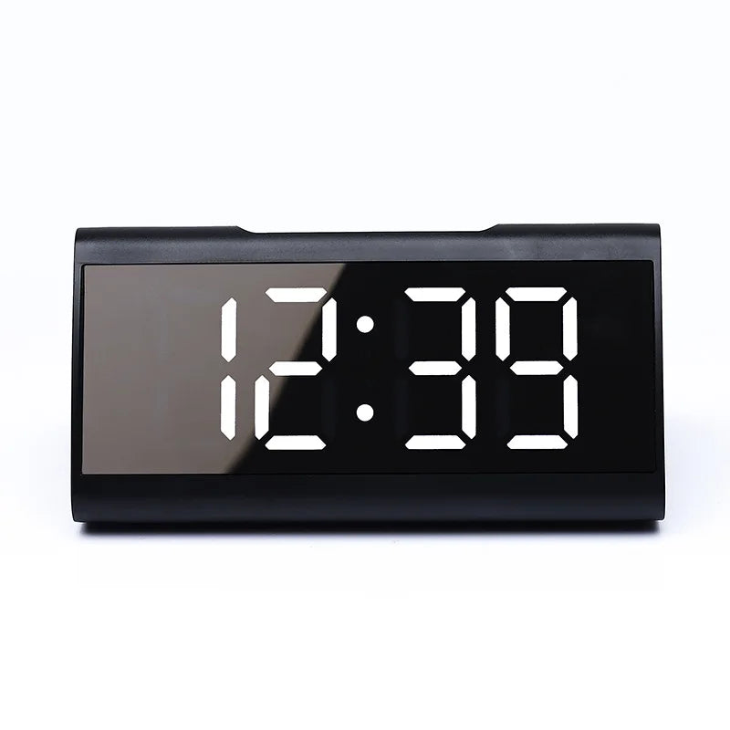 Curved LED Digital Alarm Clock with Snooze and Mirror Finish