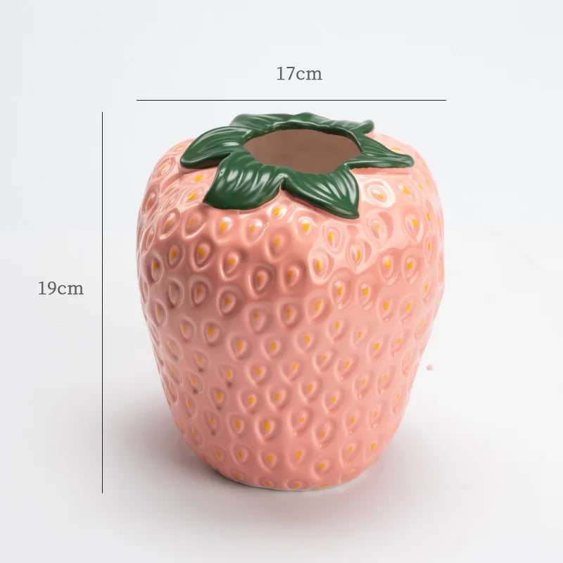 Ceramic Strawberry Vase for Flowers
