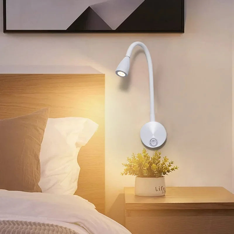 Adjustable LED Wall Lamp with Flexible Arm for Reading and Work