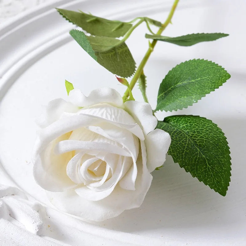 Realistic Velvet Silk Rose Bouquet - 20 Artificial Flowers for Weddings and Events