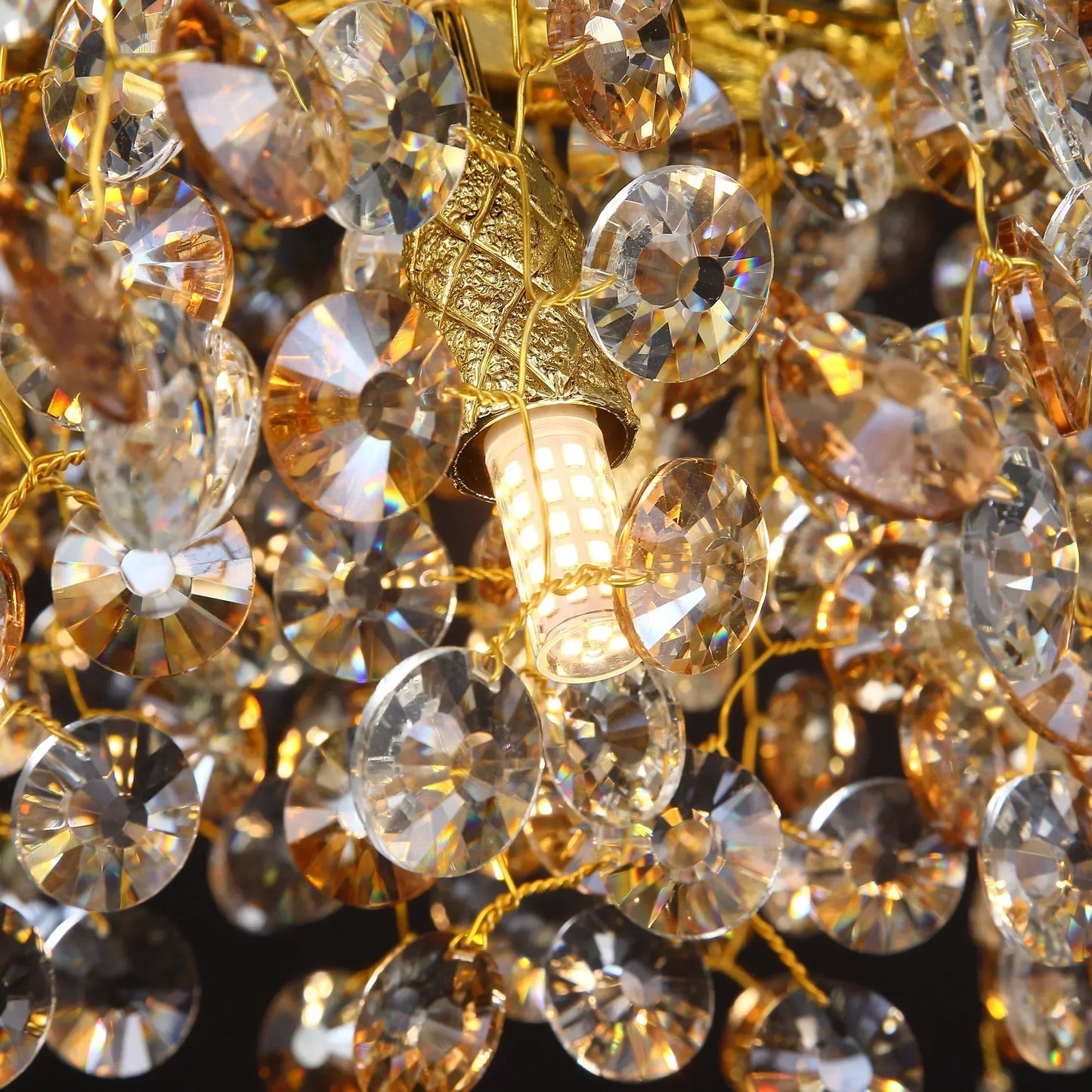 Long Crystal Pendant Chandelier with Remote Control - Nordic LED Island Light
