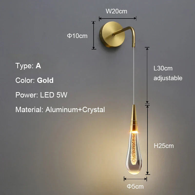 Crystal Pendant Light with Gold Finish and LED Bulbs