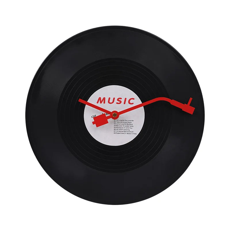 Musical Vinyl Record Wall Clock - Retro Plastic Design