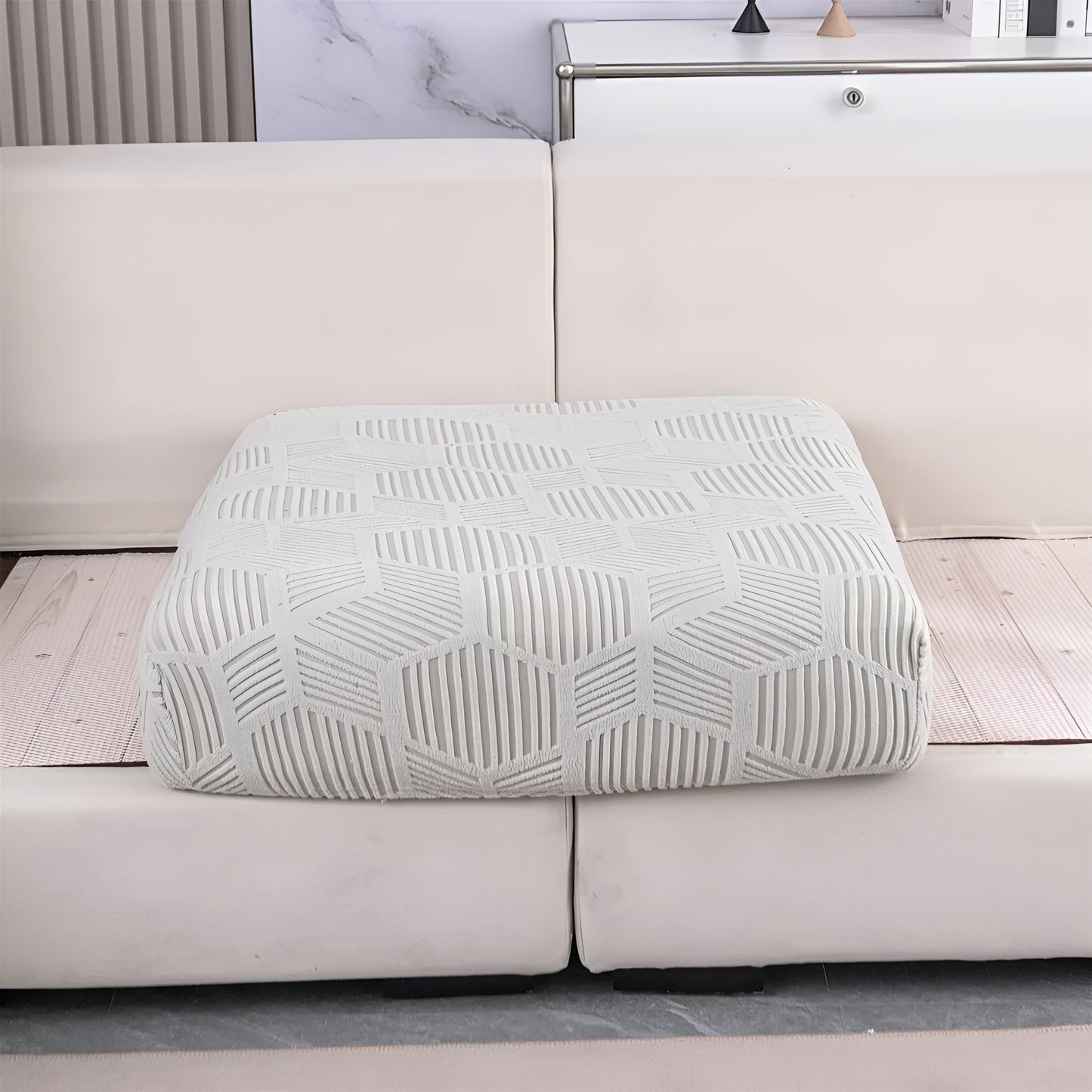 Geometric Jacquard Sofa Cover - Soft, Pet-Friendly, 360° Protection