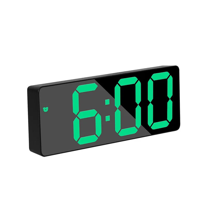 Curved LED Digital Alarm Clock with Snooze and Mirror Finish