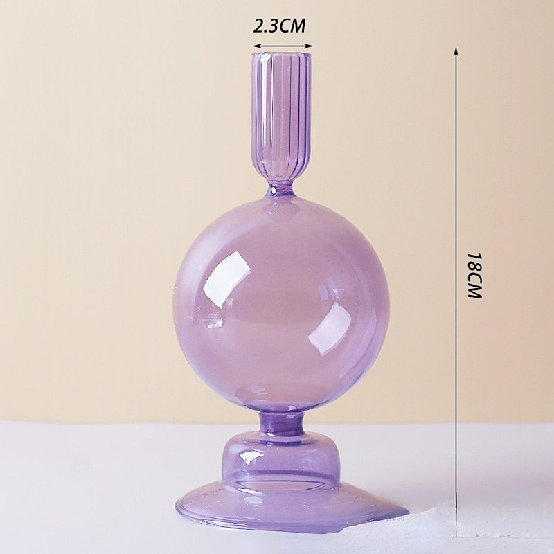 Lilac Glass Taper Candle Holder