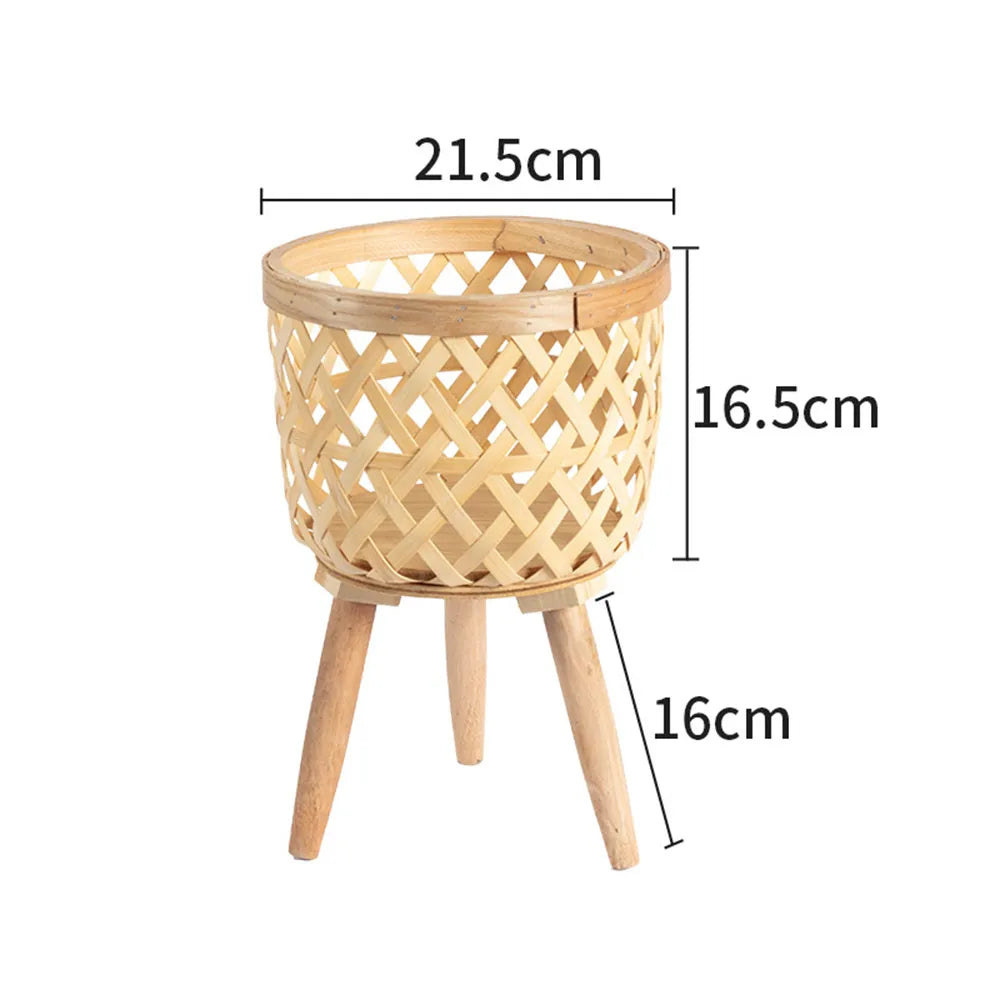 Handcrafted Bamboo Woven Flower Pot with Stand