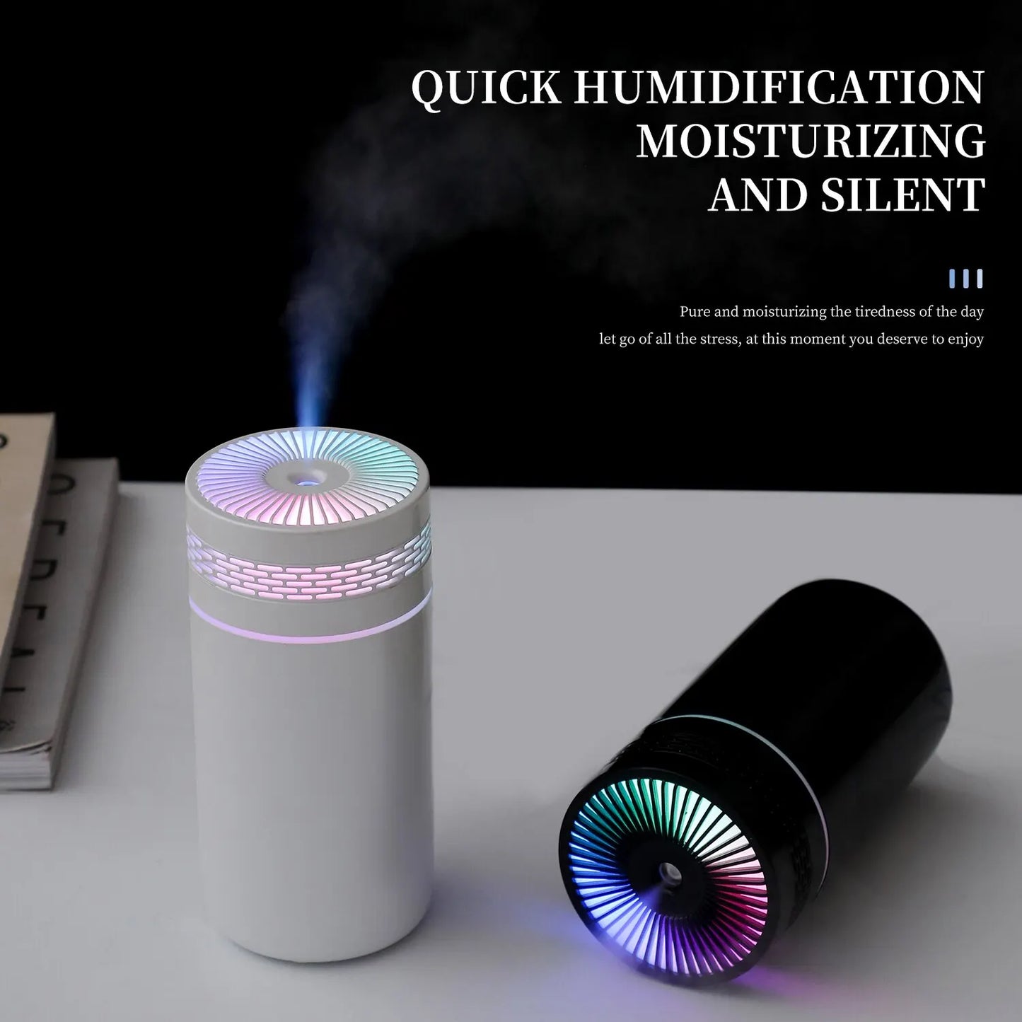 Portable USB Car Humidifier with LED Light and Aromatherapy Function
