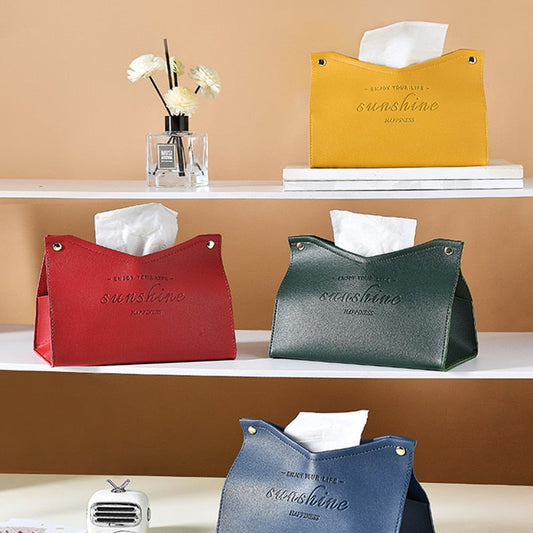 Stylish Artificial Leather Tissue Box