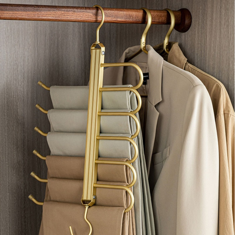 Space-Saving Aluminum Pants Hangers with 360° Rotation and Anti-Slip Design