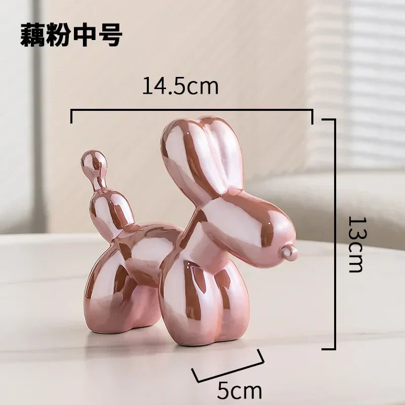 Gold Ceramic Balloon Dog Sculpture - Modern Animal Figurine for Home Decor