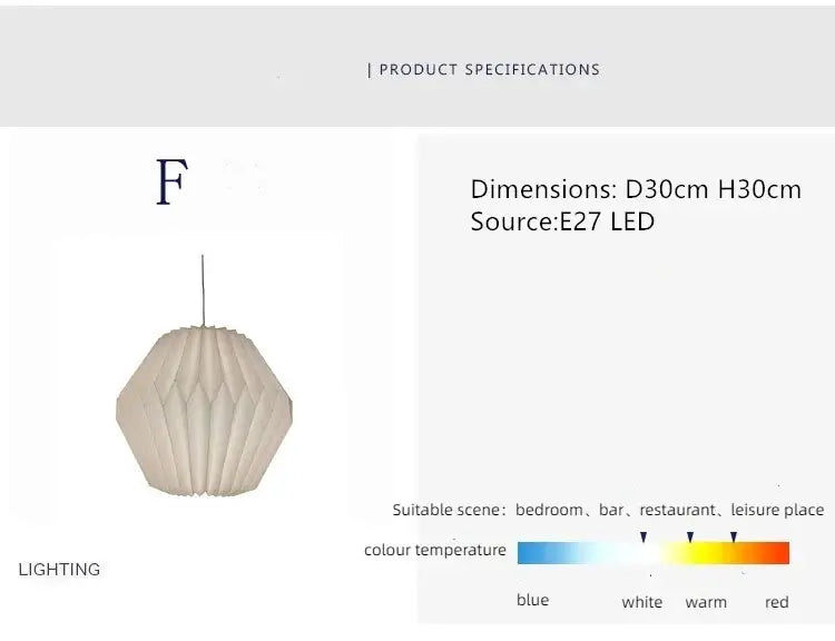 Origami-Inspired White Paper Lantern - Modern Minimalist Design
