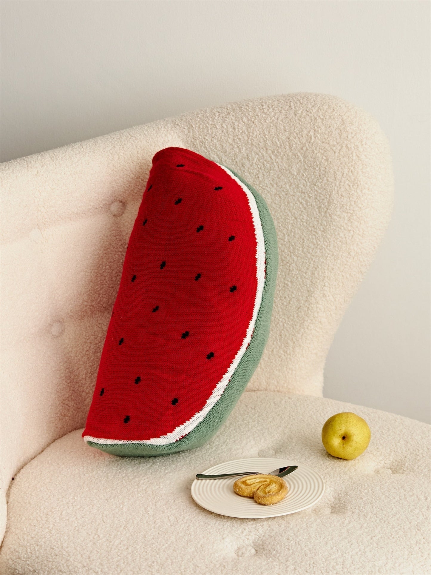 Fruit-Themed Knitted Cushion 8 x 16 Inch