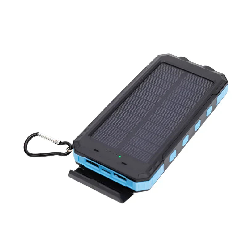 Portable Solar Power Bank with Fast Charging and Dual LED Flashlight