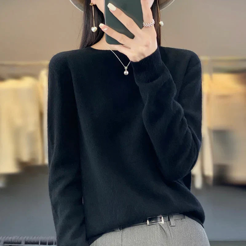 Cashmere Crewneck Pullover Sweater for Women