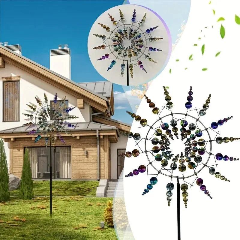 Kinetic Metal Windmill Spinner Garden Decor