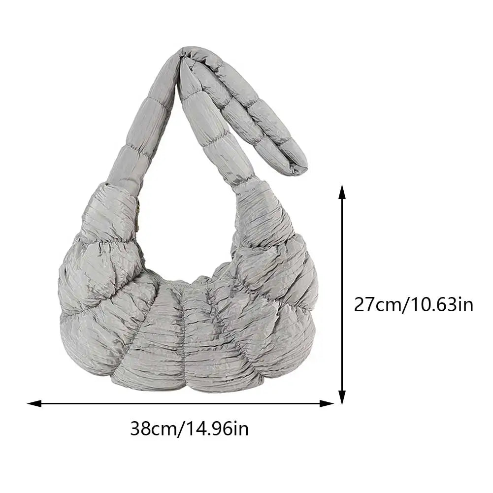 Puff Croissant Shoulder Bag - Lightweight Nylon Tote