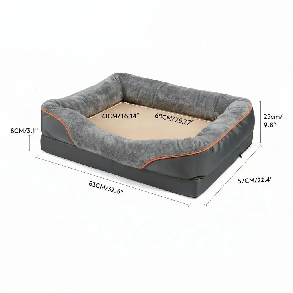 Waterproof Orthopedic Dog Bed with Memory Foam Support and Elevated Pillow