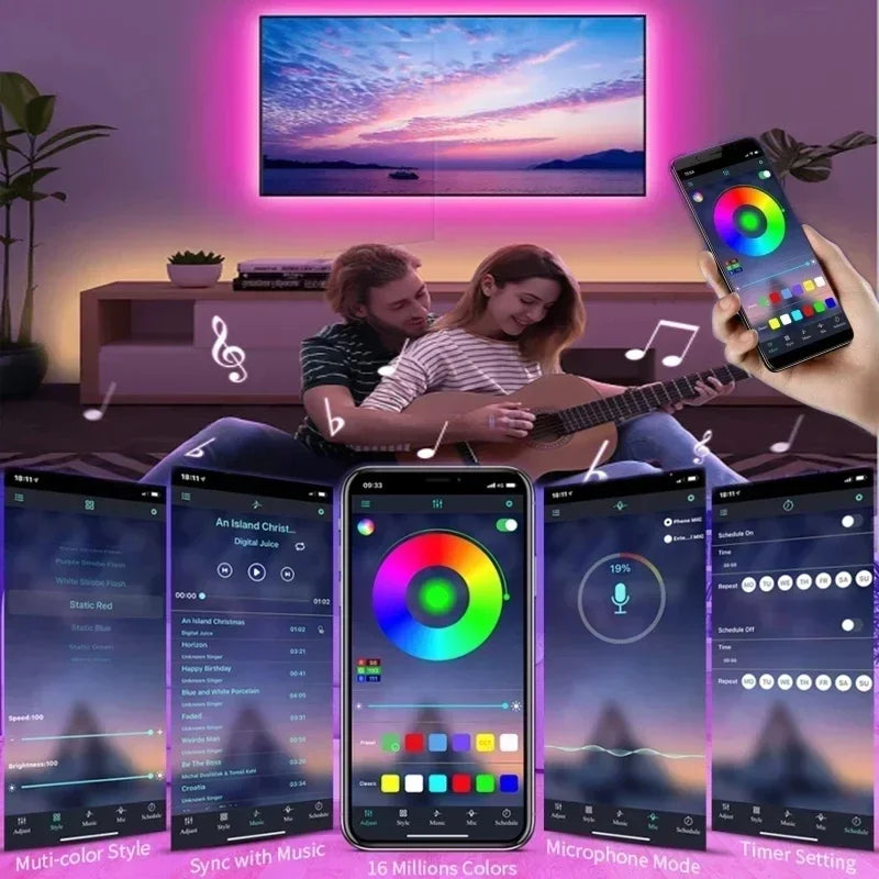 RGB LED Strip Light with Remote and App Control - USB Powered
