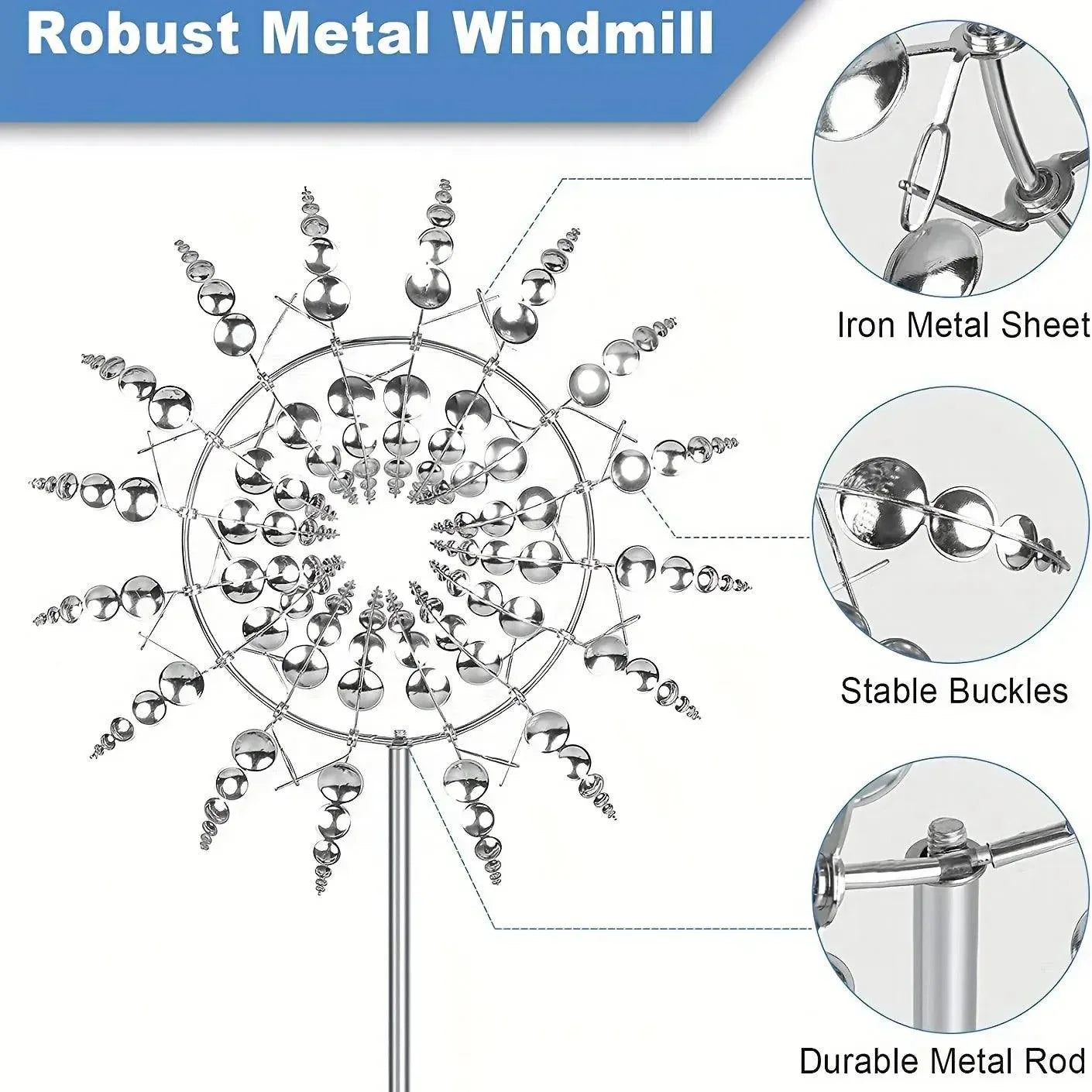 Kinetic Metal Windmill Spinner Garden Decor