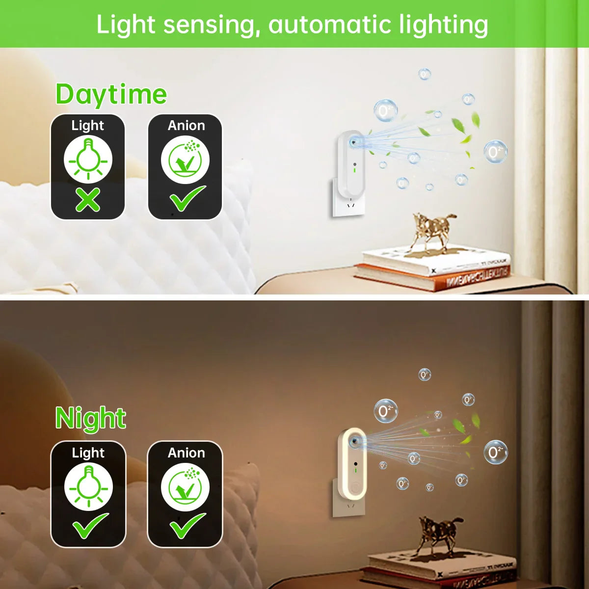 Compact Filter-Free Air Purifier with Touch Control Night Light