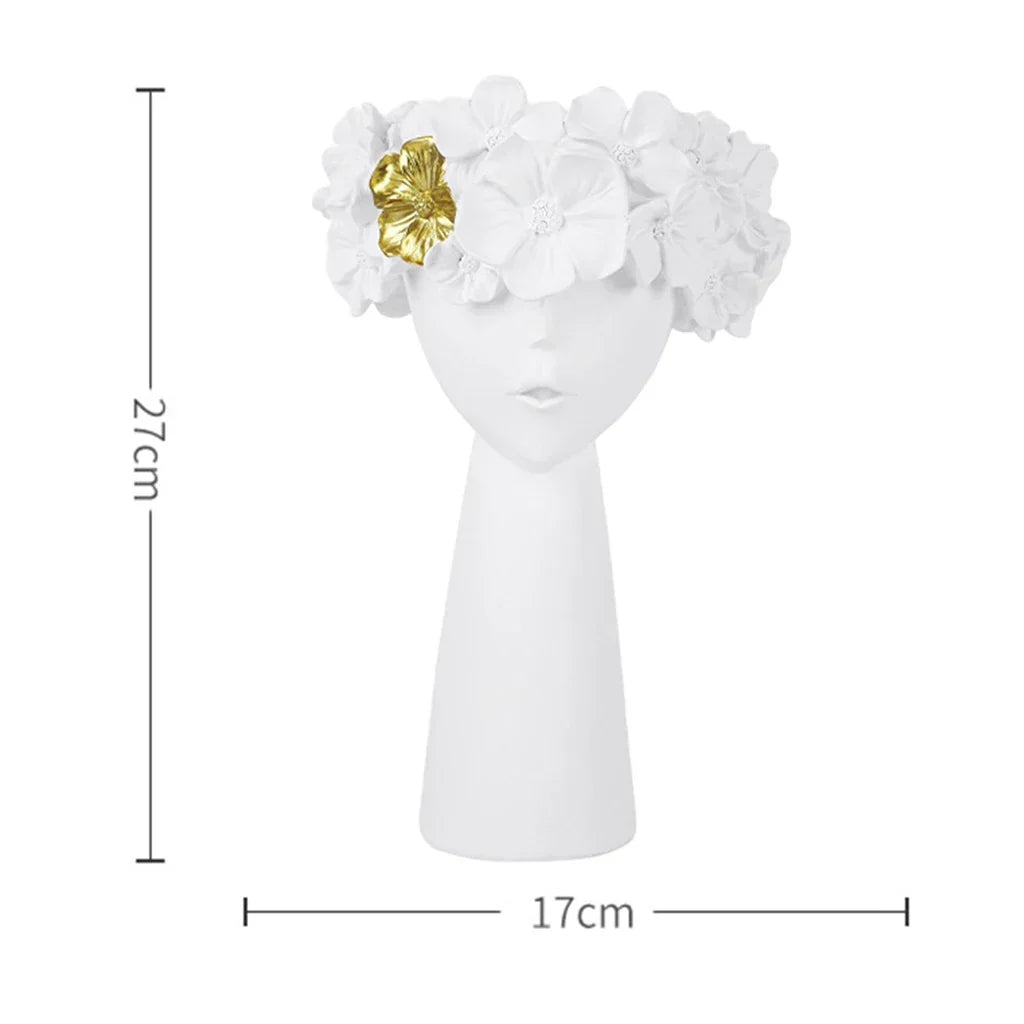 Modern Resin Girl Face Flower Vase for Dried Flowers and Succulents