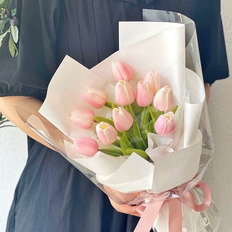 Lifelike Faux Tulip Bouquet in Vibrant Colors