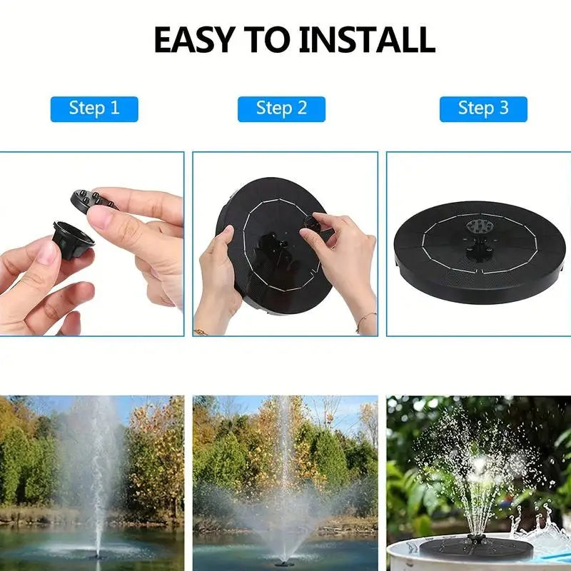 Solar-Powered Floating Fountain with 8 Fountain Heads
