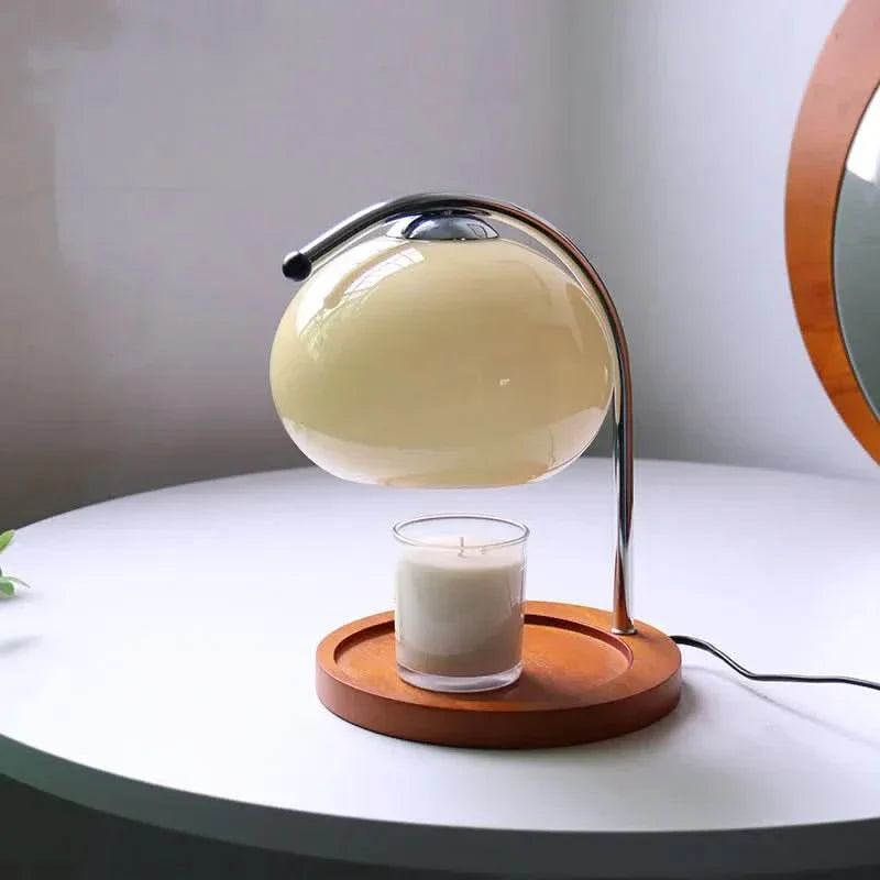 Modern Metal and Glass Table Lamp with LED Light