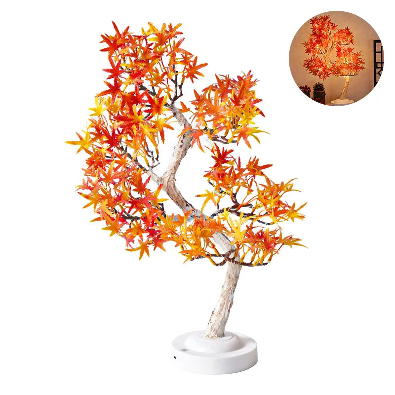 LED Maple Leaf Bonsai Tree Night Light Table Lamp