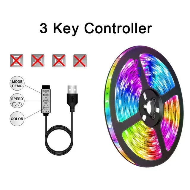 USB RGB LED Strip Lights with App Control for TV and Room Decor