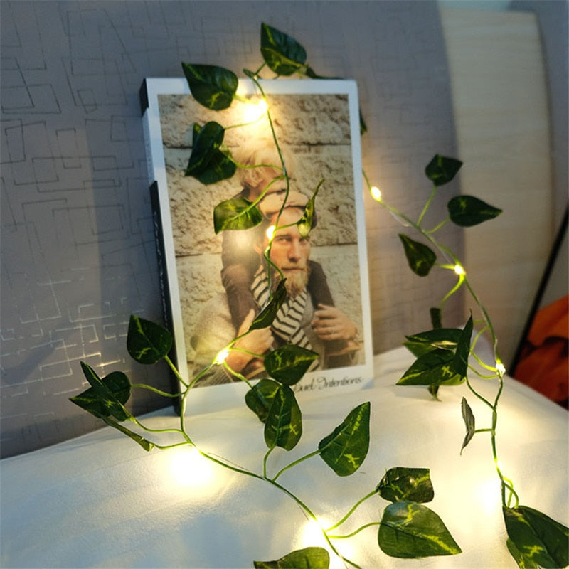 Garden Vine LED String Lights with Leaf Garland Design