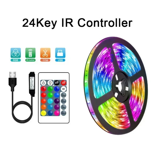 RGB LED Strip Light with Remote and App Control - USB Powered