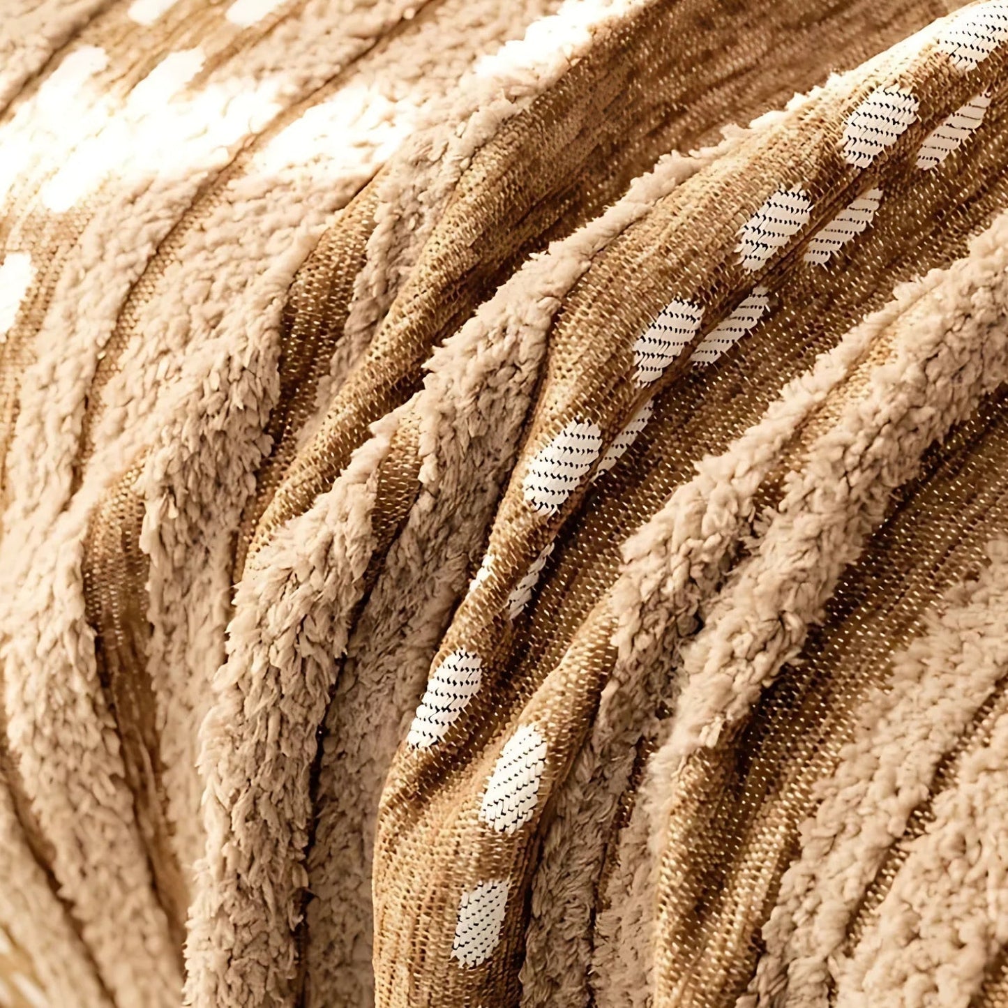 Plush Striped Boho Sofa Cover Blanket